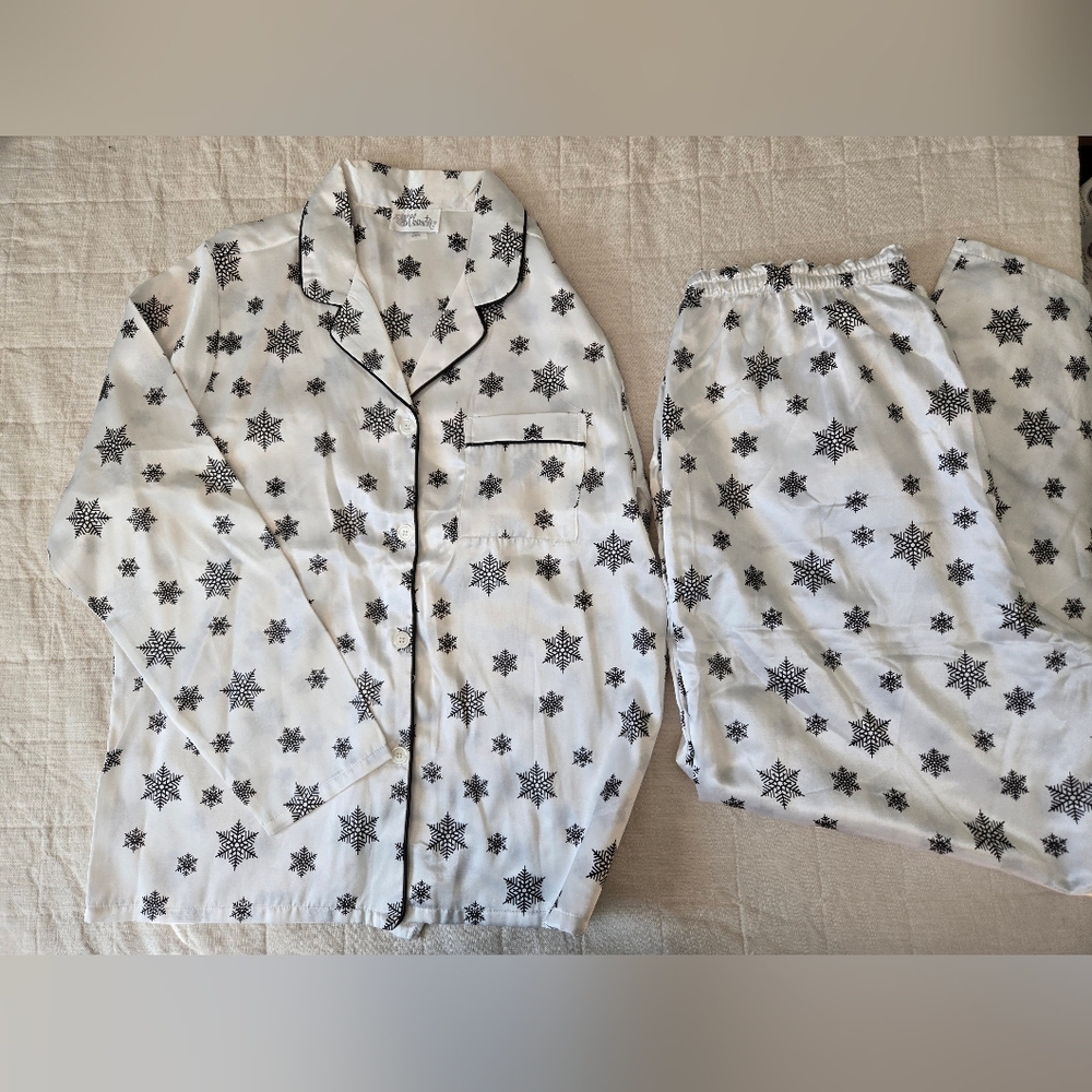 CHARACTER Brand Womens Snowflake Pajama Set L/2X Cotton Blend